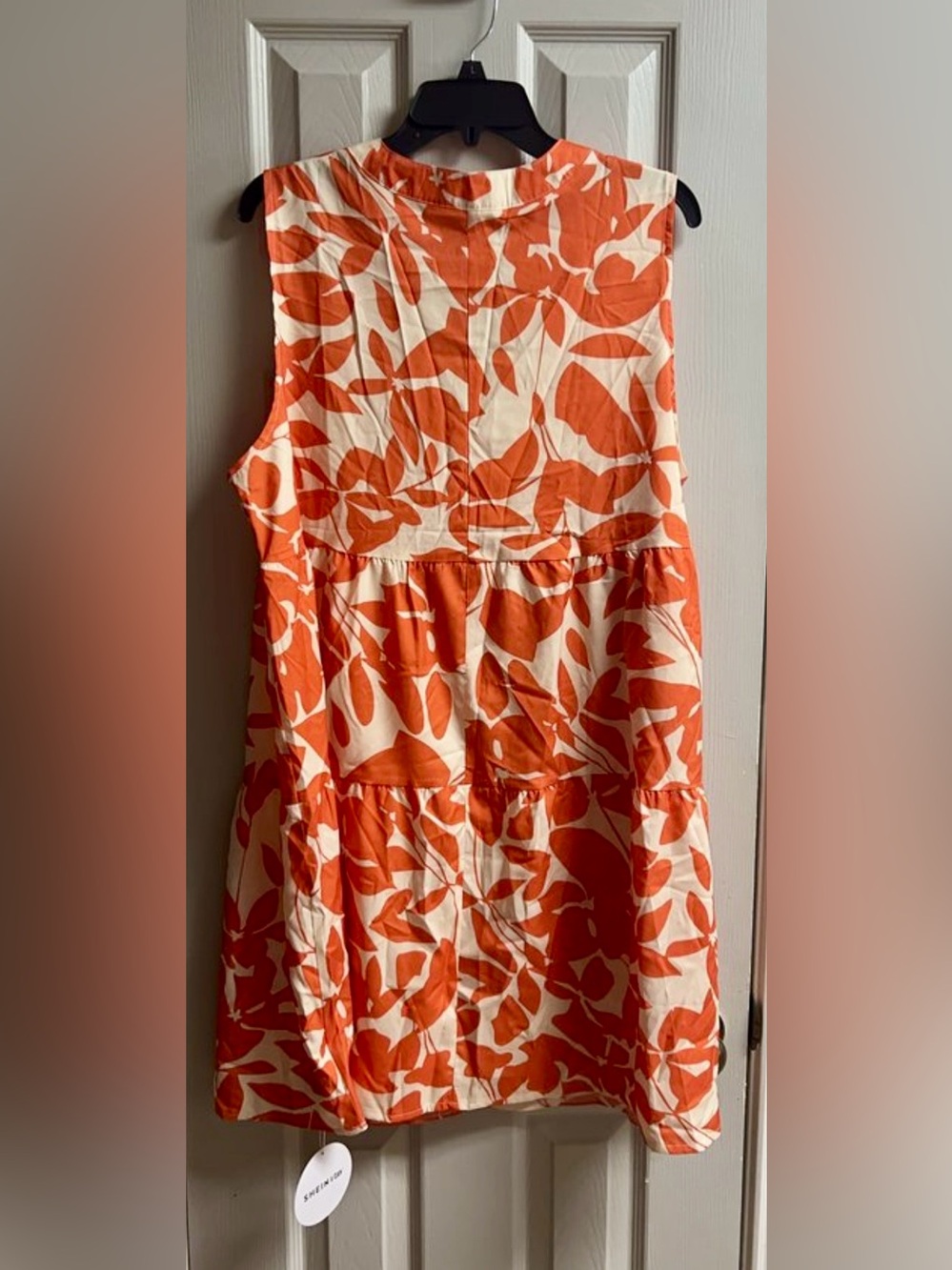 SHEIN VCAY Orange and White Floral Sleeveless Dress XL